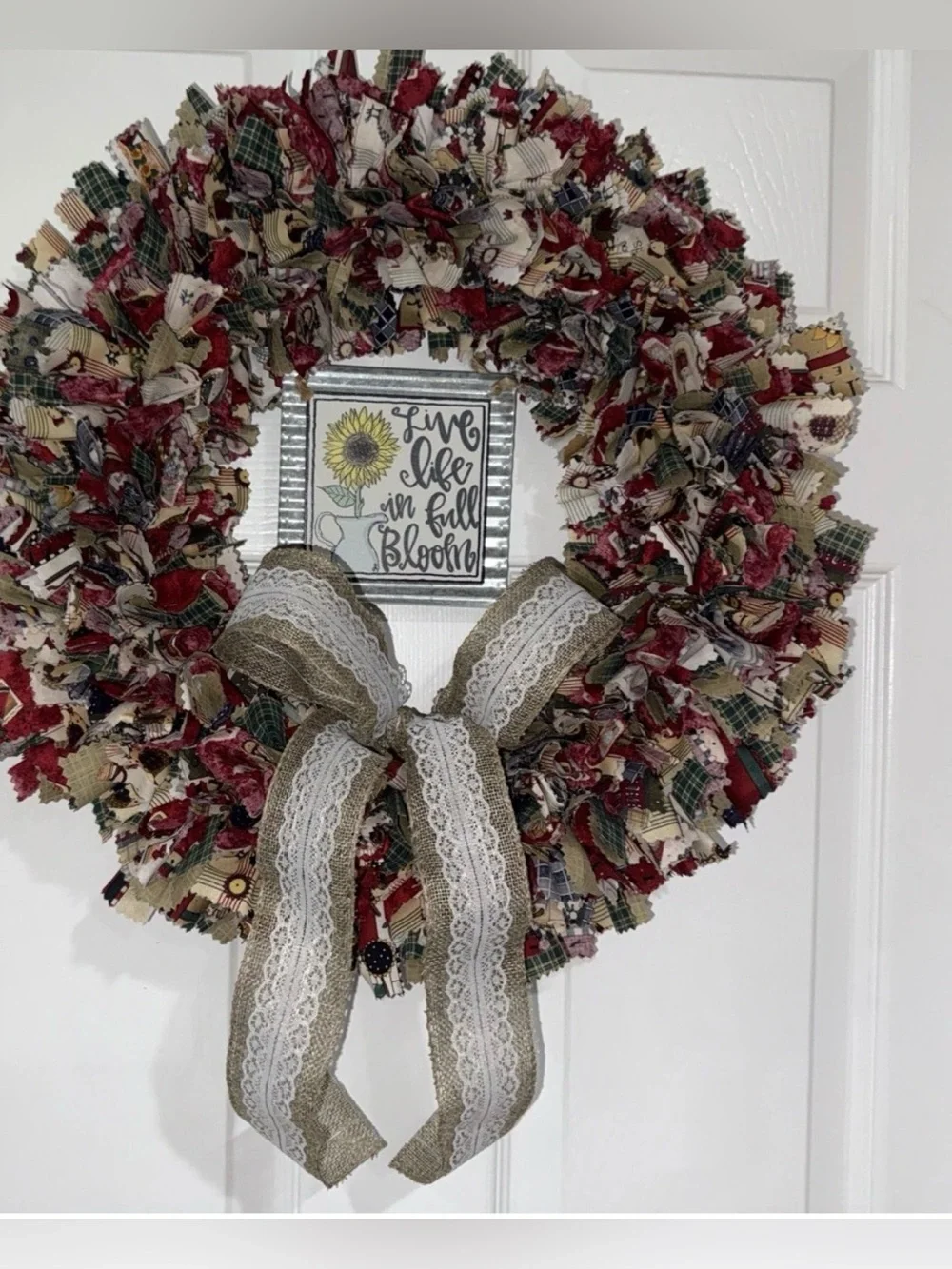 Handmade Rag Wreath Grandmacore Cottage Eclectic 